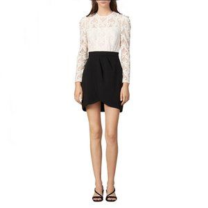 Sandro Camelia Crocheted Lace and Pleated Crepe Mini Dress